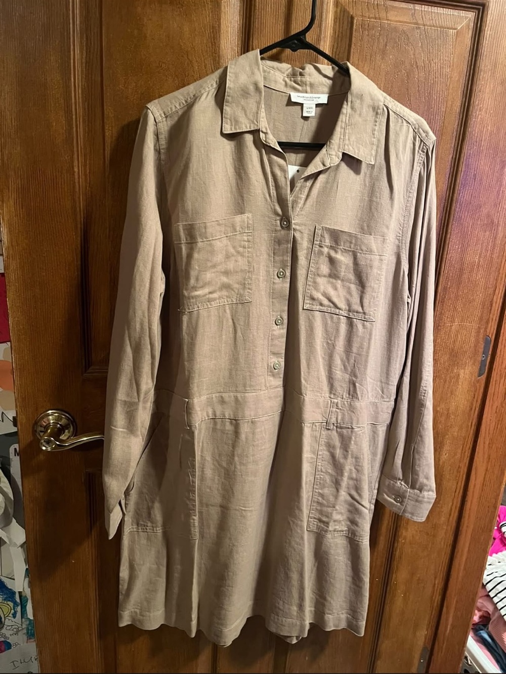 Madewell Taupe Long Sleeve Shirt Dress